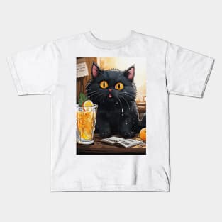 Funny Shocked Black Cat Kids T-Shirt